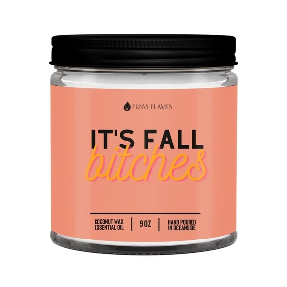 Fall Candle Funny‎ Flames 'It's Fall B*tches Fall Autumn Day Scented Candle NEW - Picture 1 of 1